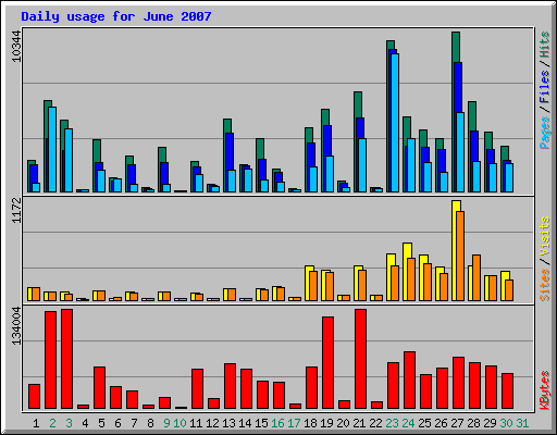 Daily usage for June 2007