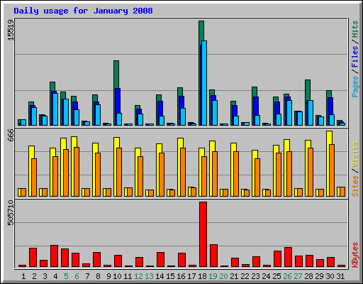 Daily usage for January 2008
