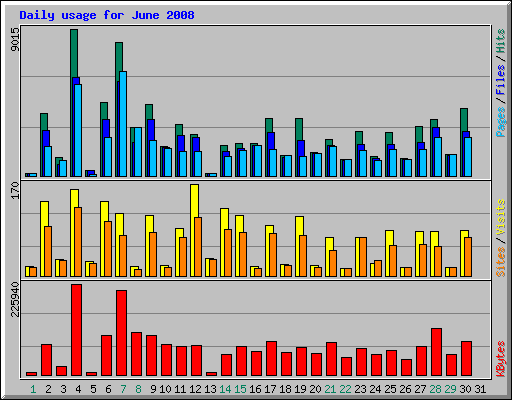 Daily usage for June 2008