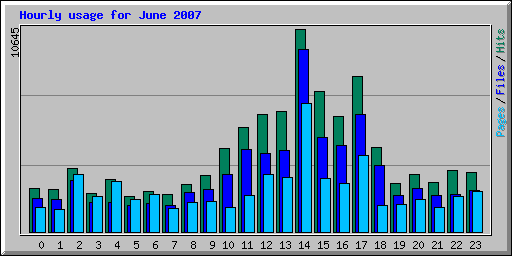 Hourly usage for June 2007