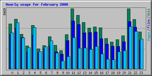 Hourly usage for February 2008