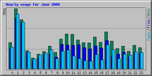 Hourly usage for June 2008