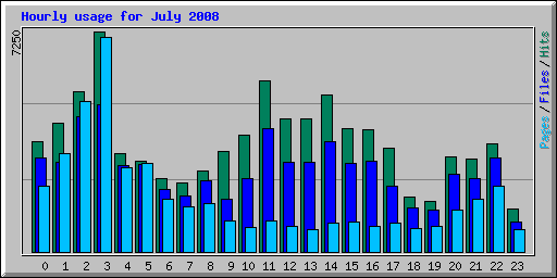 Hourly usage for July 2008