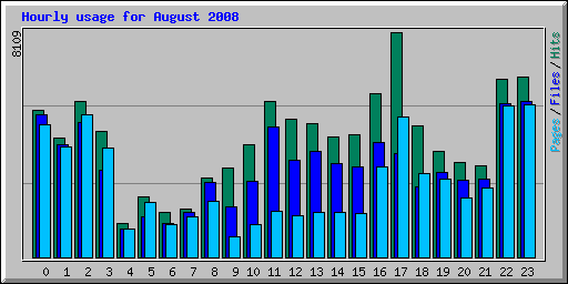 Hourly usage for August 2008