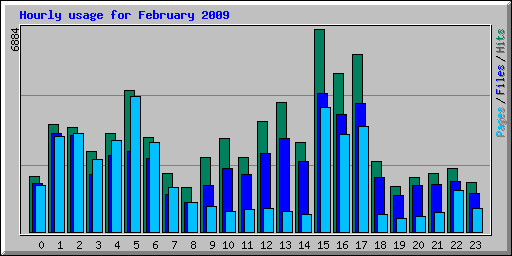 Hourly usage for February 2009