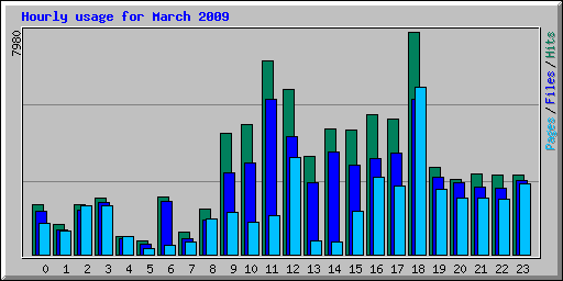 Hourly usage for March 2009